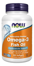 Cargar imagen en el visor de la galería, NOW Foods Omega-3 1000mg | 180 EPA / 120 DHA | Destilado Molecularmente | Sin Colesterol
