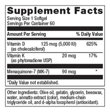 Cargar imagen en el visor de la galería, Metagenics D3 5000 UI + K2 (MK-7) | 60 Softgels | Huesos e Inmunidad
