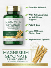 Cargar imagen en el visor de la galería, Glicinato de Magnesio + Ashwagandha 2740 mg | 120 Cápsulas Vegetarianas | Carlyle
