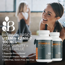Cargar imagen en el visor de la galería, Bronson Vitamina K2 MK-7 100mcg | Menaquinona Biodisponible | Soporte Óseo | 120 Tabletas
