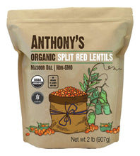 Cargar imagen en el visor de la galería, Anthonys Organic Split Lentejas Rojas 2 Lb Masoor Dal Sin
