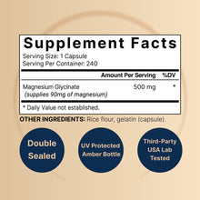 Cargar imagen en el visor de la galería, Naturebell Cápsulas De Glicinato De Magnesio De 500 Mg   240
