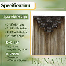 Cargar imagen en el visor de la galería, Runature Extensiones De Cabello Humano Real Con Pinzas
