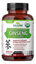Cargar imagen en el visor de la galería, Zazzee Usda Orgánico Rojo Coreano Panax Ginseng 20:1
