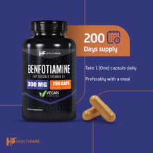 Cargar imagen en el visor de la galería, Healthfare Benfotiamina 300mg | 200 Cápsulas | Vitamina B1 Biodisponible
