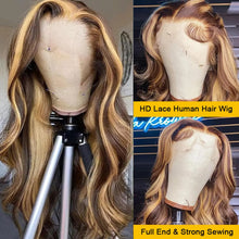 Cargar imagen en el visor de la galería, Spou Peluca De Cabello Humano Ondulado Ombré Con Encaje
