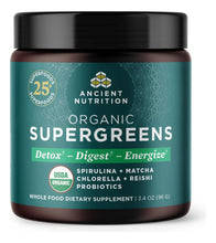 Cargar imagen en el visor de la galería, Ancient Nutrition Polvo Orgánico Supergreens Con Probióticos
