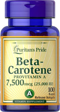 Cargar imagen en el visor de la galería, Puritan's Pride Beta Caroteno 100 Cápsulas | Salud Ocular + Sistema Inmune
