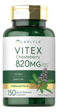 Cargar imagen en el visor de la galería, Vitex Chasteberry 820 mg | 150 Cápsulas | Salud Femenina | Sin Gluten | Carlyle
