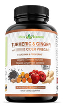 Cargar imagen en el visor de la galería, Cúrcuma Orgánica USDA + Jengibre + Vinagre Sidra Manzana | 120 Cápsulas | 1410mg | Curcumina 95% + Bioperina
