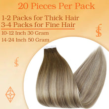 Cargar imagen en el visor de la galería, Full Shine Extensiones Cabello Humano Cinta 24" | Balayage x20

