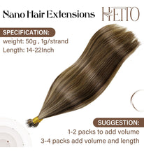 Cargar imagen en el visor de la galería, Hetto Extensiones De Cabello Humano Liso Con Nano Cuentas De
